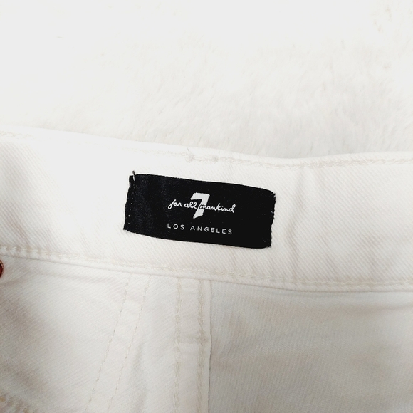 7 for All Mankind Asymetric Straight Leg White Mid Waist Jeans P4959 - Picture 10 of 14